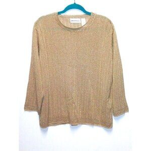 womens Sparkly Gold Top Party/cocktail pullover Sz L Holidays Christmas RELAXED